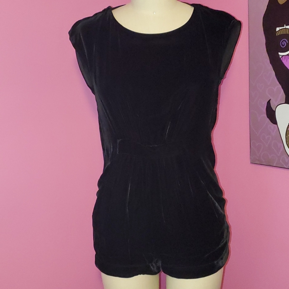 NWT BCBG Black velvet romper